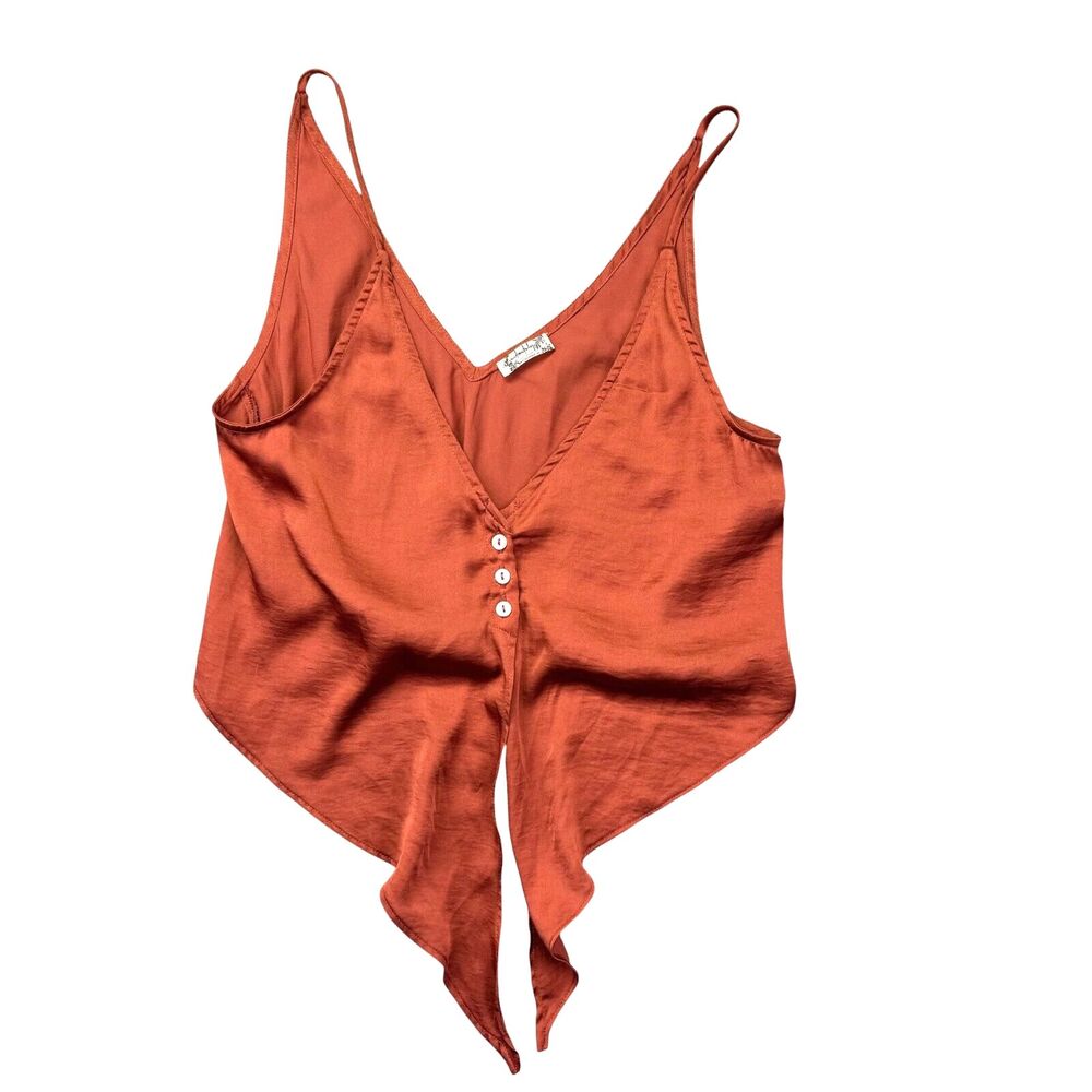 Intimately Free People Top Women's Extra Small Orange Cami Crop w/ Knot Cute